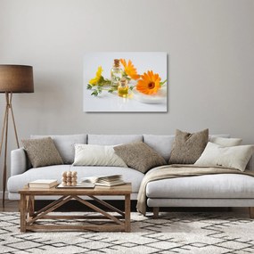 Sklenený obraz oranžových kvetín (70x50 cm)