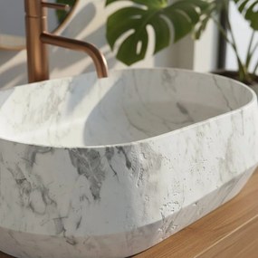 Rea Zoe Dune, umývadlo na dosku 590×380×170 mm, imitácia kameňa-šedá matná, REA-U3538