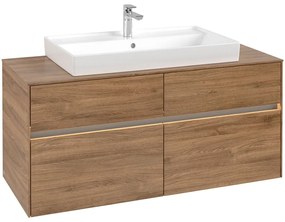 VILLEROY &amp; BOCH Collaro závesná skrinka pod umývadlo na dosku (umývadlo v strede), 4 zásuvky, s LED osvetlením, 1200 x 500 x 548 mm, Oak Kansas, C087B0RH