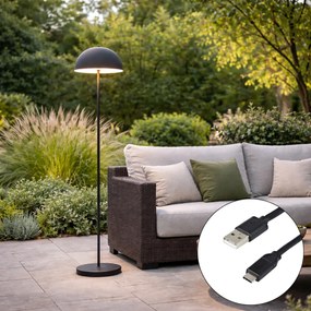 Vonkajšia stojaca lampa čierna nabíjateľná 3-stupňovo stmievateľná - Keira