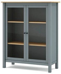Vitrína sivozelená z borovicového dreva 90x110x40 cm Misti – Marckeric