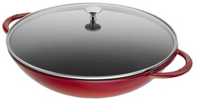 Staub Wok so sklenenou pokrievkou 37 cm, čerešňa, 1313906