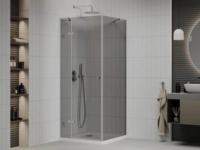 Mexen Roma, sprchovací kút s 1-krídlovými dverami 70 (dvere) x 70 (stena) cm, 6mm šedé sklo, chrómový profil + slim sprchová vanička 5cm biela, 854-070-070-01-40-4010