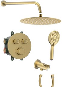Sapho Sapho, SMART SELECT podomietková termostatická sprchová súprava, 2 výstupy, vystúpenie, zlato mat, RP032GB-01