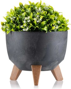 PLASTOVÝ KVETINÁČ ROSA LINEA SADA 2KS 15X24,3 CM+18,3X29,2 CM IMITÁCIA BETÓNU ČIERNA