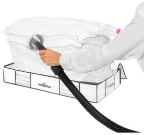 Súprava 2 bielych úložných boxov pod posteľ s vakuovým obalom Compactor XLarge Underbed Life, 105 x 15,5 cm