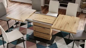 Mazzoni PIANO dub artisan / čierny mat - moderný rozkladací stôl do 200 cm