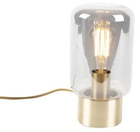 Dizajnová stolová lampa mosadz so sklom s dymovým efektom - Bliss Cute