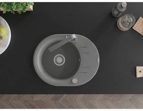 Mexen Kevin, drez granitový 586x458x190 mm, 1-komorový a šedá batéria Rita, šedá, 6517-71-670300-71