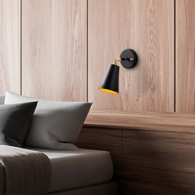 Nástenné svietidlo v čiernej a zlatej farbe ø 10 cm Evander – Opviq lights