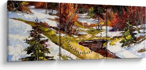 Obraz - Príchod jari (s hodinami) (90x30 cm)