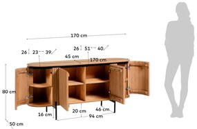 Nízka komoda z mangového dreva v prírodnej farbe 170x80 cm Licia – Kave Home