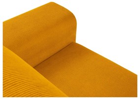 Menčestrová rozkladacia/s úložným priestorom rohová pohovka v horčicovej farbe (ľavý roh/s leňoškou) Kyoto – Cosmopolitan Design