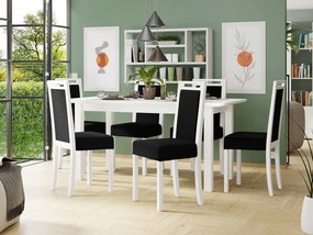 Rozkladací stôl so 6 stoličkami AL10, Morenie: biela, Poťahové látky: Kronos 7
