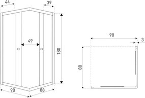 Novoterm Obdĺžnikový sprchový kút NV-Olga 100x90 chróm/transparent - bez vaničky