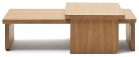 Konferenčné stolíky v dekore duba v prírodnej farbe v súprave 2 ks Oaq – Kave Home