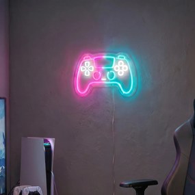 Neónová nástenná lampa ružová s modrou vrátane LED 3-stupňové stmievanie - Controller