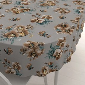 Biante Bavlnený oválny obrus Sandra SA-622 Hnedé orchidey na sivom 50x100 cm