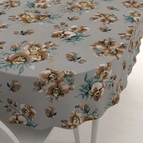 Biante Bavlnený oválny obrus Sandra SA-622 Hnedé orchidey na sivom 50x100 cm