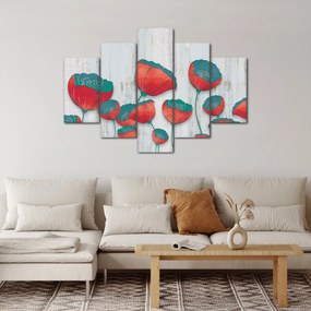Obraz - Vlčie maky - petrolej (150x105 cm)