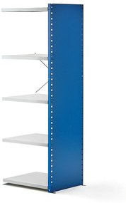 Policový kovový regál MIX, prídavná sekcia, 1740x600x500 mm, modrá, šedá