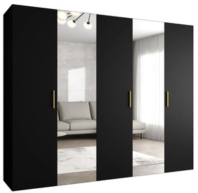 Šatníková skriňa 250 cm Borry 2 (čierna + zlatá). Akcia -20%. Vlastná spoľahlivá doprava až k Vám domov. 1125840