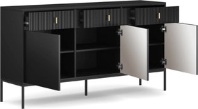 Vintino Komoda rebrovaná 154 cm čierna