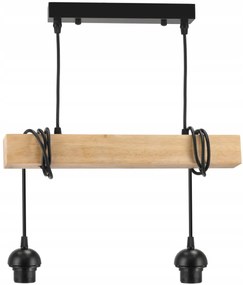 BERGE Závesné stropné svietidlo LED drevený trám 2xE27 štvorcový luster Rollable