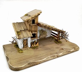 AMADEA Drevený betlehem šedohnedý BEZ FIGURÍK 45 cm