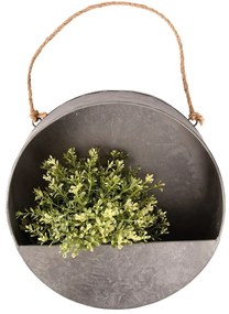 Nástenný kovový kvetináč Hykel 30 cm šedý