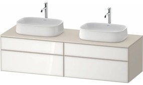 DURAVIT Zencha závesná skrinka pod dve umývadlá na dosku, 4 zásuvky, 1600 x 550 x 442 mm, biela/taupe super matná, ZE4825B64830000