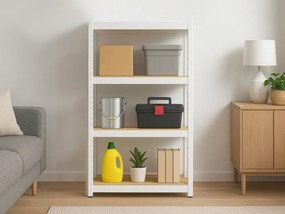 Regál 150x70x30 cm lakovaný 4-policový, nosnosť 700 kg - biely