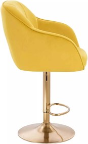 LuxuryForm DESIGN Barová stolička AVOLA VELUR na zlatom tanieri - žltá