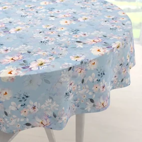 Biante Zamatový okrúhly obrus Tamara TMR-044 Jarné kvety na nebesky modrom Ø 70 cm