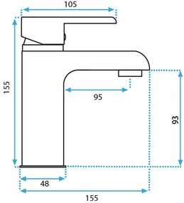 Rea Melia, umývadlová batéria h-155, biela-zlatá lesklá, REA-B2708