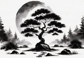 Fototapeta - Čiernobiela bonsai (147x102 cm)