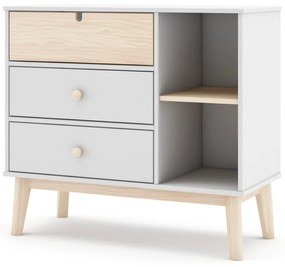 Biela nízka detská komoda 90x40 cm Estefania – Marckeric
