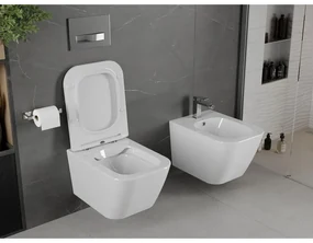 Mexen Madox, Rimless závesná wc misa 515x365x350 mm s pomaly padajúcim sedátkom SLIM z duroplastu, biela, 30154000