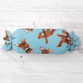 Biante Detský vankúš valec bonbon Sandra SA-724 Plyšové medvedíky na modrom 15x100 cm