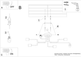 Sollux SL.1447 - Prisadený luster VECTOR 6xE27/15W/230V čierna