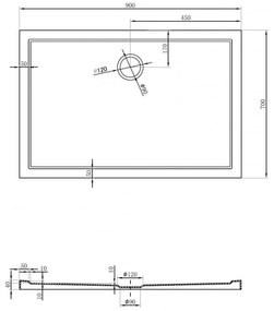Mexen, Mexen Flow obdĺžniková sprchová vanička slim 70 x 90 cm, biely lesk - 46R107090