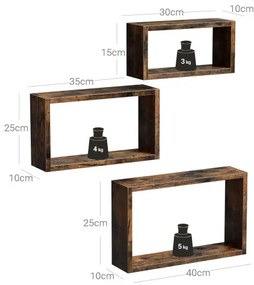 Sada troch nástenných políc LWS094X01