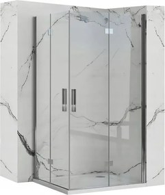 Obdĺžnikový sprchovací kút REA MOLIER DOUBLE 80x100 cm, chróm/transparent - bez vaničky