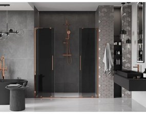 Mexen Velar L Duo, posuvné sprchové dvere do otvoru 180 cm, 8mm šedé sklo, ružové zlato, 871-180-003-42-60
