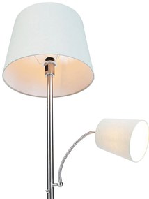 Inteligentná stojaca lampa oceľ s sivým tienidlom vrátane Wifi A60 a E14 - Retro