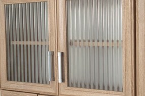 Kredenc II Ramiak 160 s osvetlením, sonoma (sklo hranaté , paula, doska sonoma)