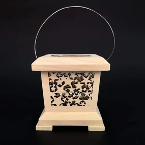 AMADEA Drevený lampáš s motívom hviezd, masívne drevo, 9x9x9 cm