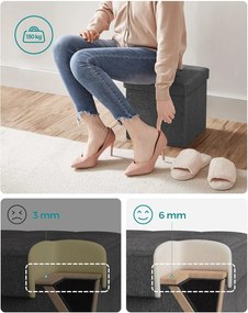 Taburet s úložným prostorem Nestro 30 cm šedý