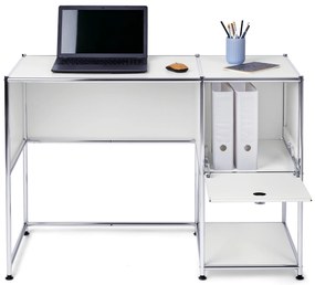 Kovový písací stôl »CN3« s výklopnými dvierkami, biely