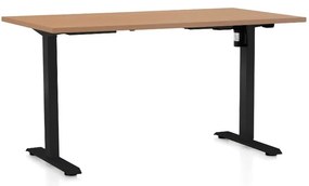 Výškovo nastaviteľný stôl OfficeTech A, 120 x 80 cm, čierna podnož, buk